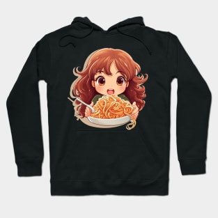 Cute Girl Eating Spaghetti Hoodie